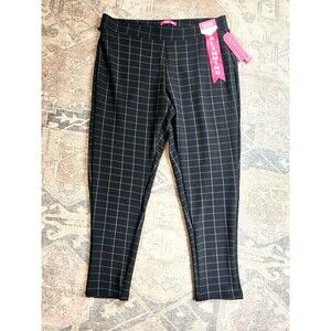 NWT Petite XL Black Windowpane Check Slimming Stretch Pants Scuba